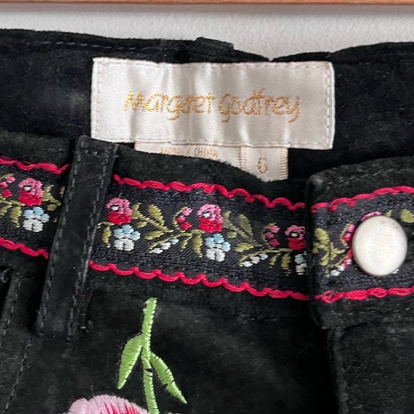 Vintage Margaret Godfrey Leather Floral Embroidery Straight High Waist Pants - Picture 4 of 10